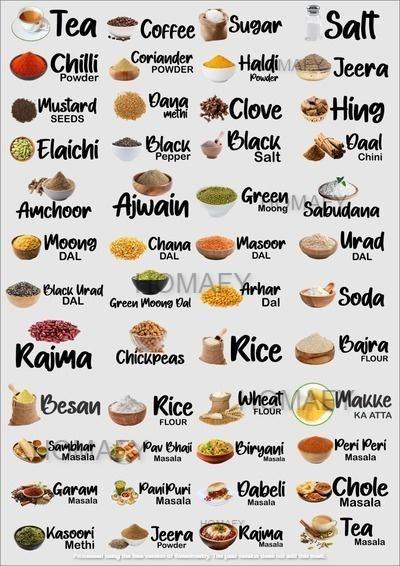 Rasoi™ 3D Waterproof Kitchen Label Stickers (Pack of 60 Stickers)